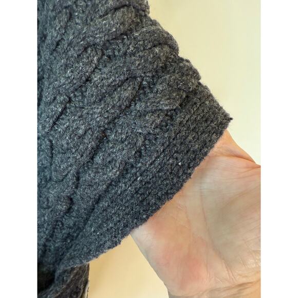 Fisherman Out of Ireland Crossover Wrap Charcoal Wool Cashmere Buttons Small - Picture 5 of 10